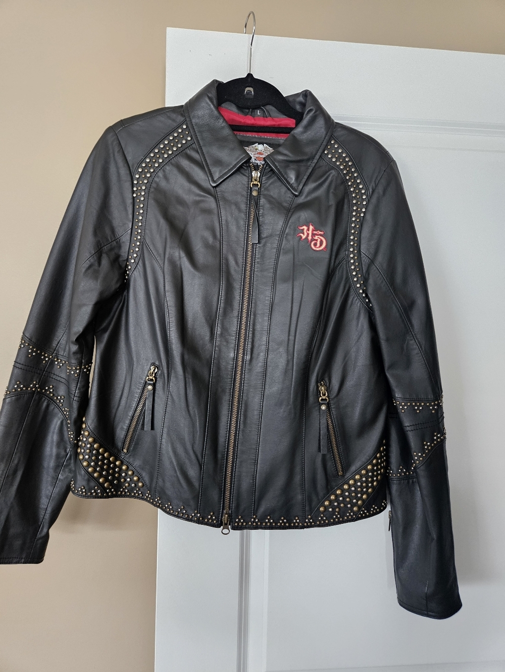 Harley-Davidson Studded Leather Jacket | Embroidered Back Logo | Moto Style - Picture 2 of 12